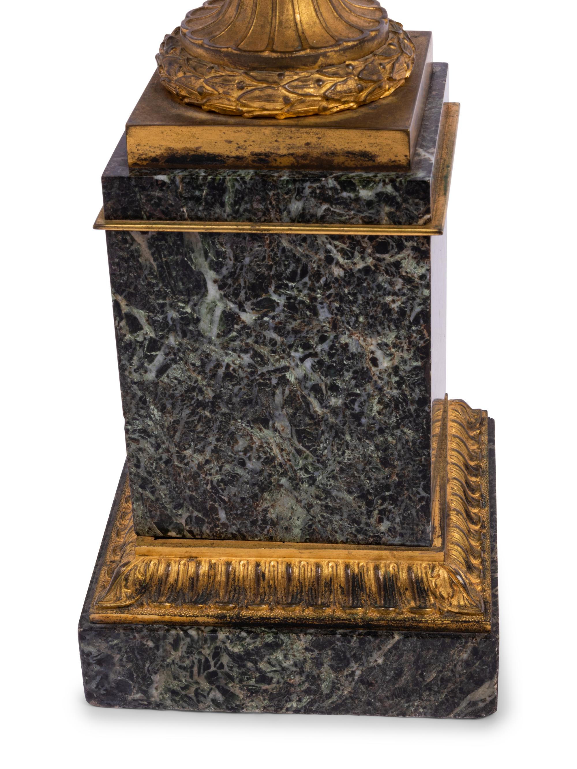 A Pair of Continental Gilt Bronze and Marble Tazze Ornaments