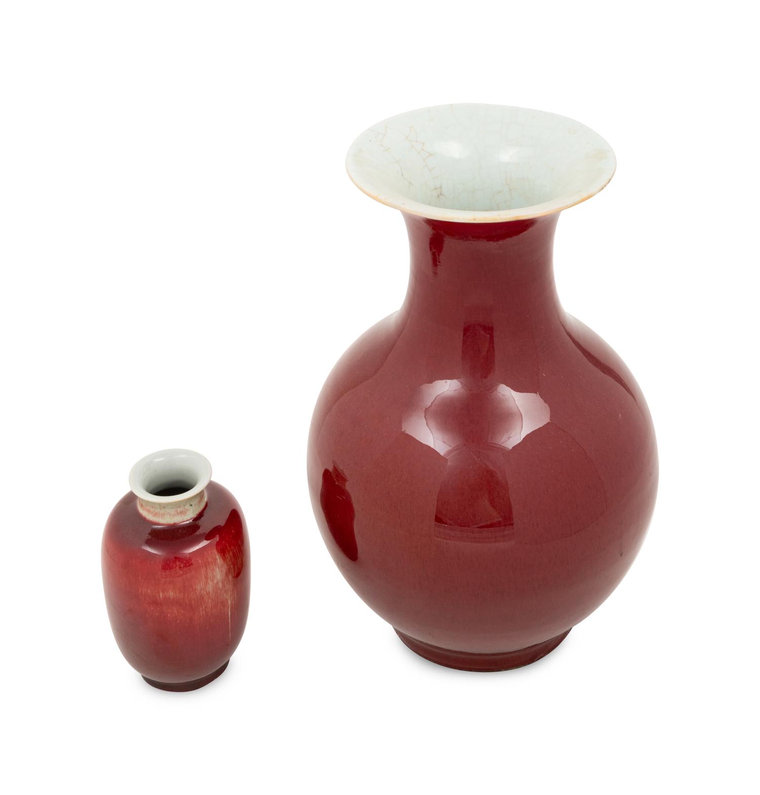 Two Chinese Sang-de-Boeuf Glazed Porcelain Vases