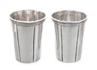 A Pair of Mexican Silver Julep Cups, Sanborns, Mexico City, 20th Century, each with a reeded undulating rim.