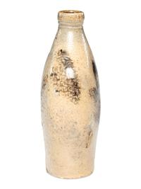 A Manganese 'Leaf' Decorated Stoneware Flask