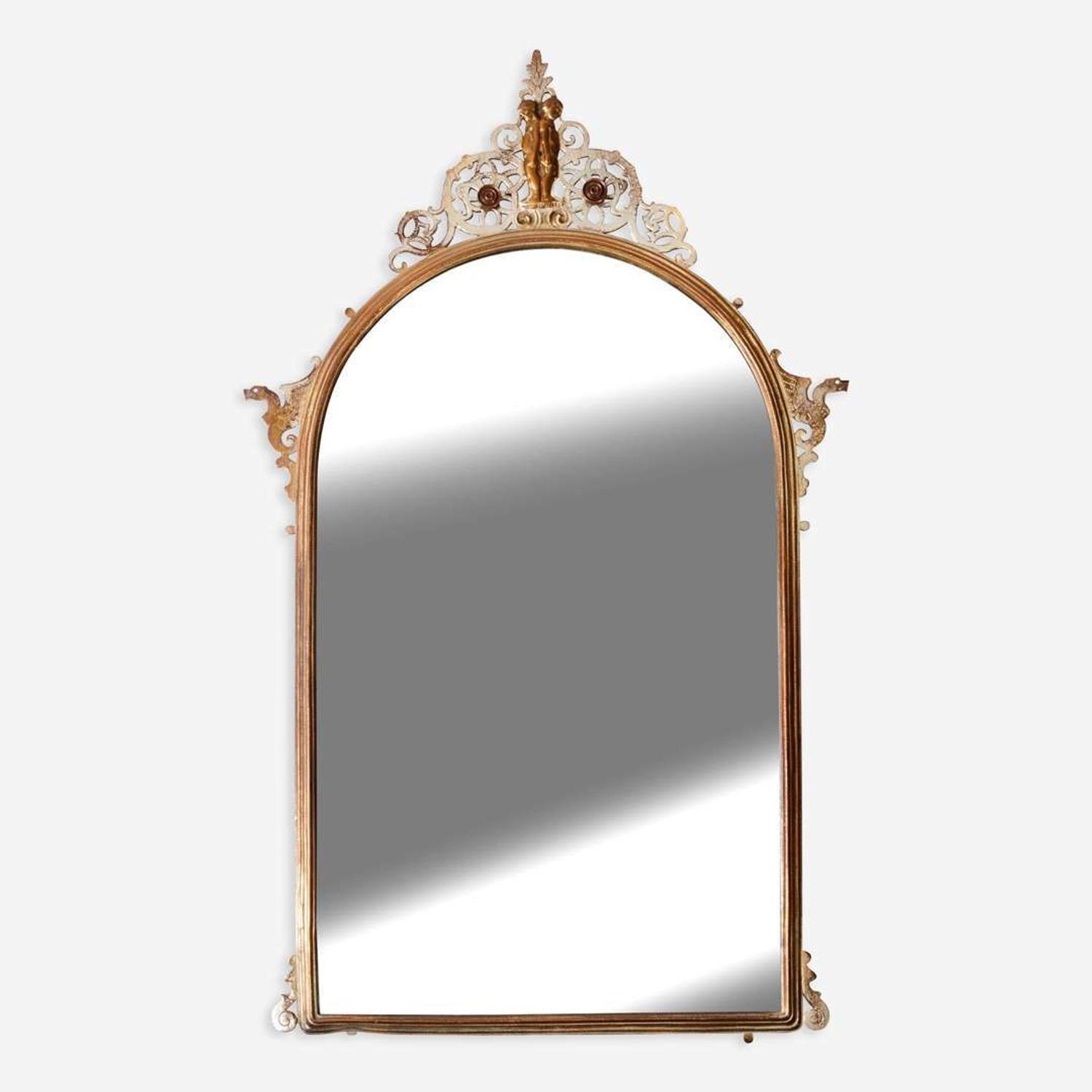 An American Art Deco Silvered and Brass Mirror Oscar Bach, circa 1920-30