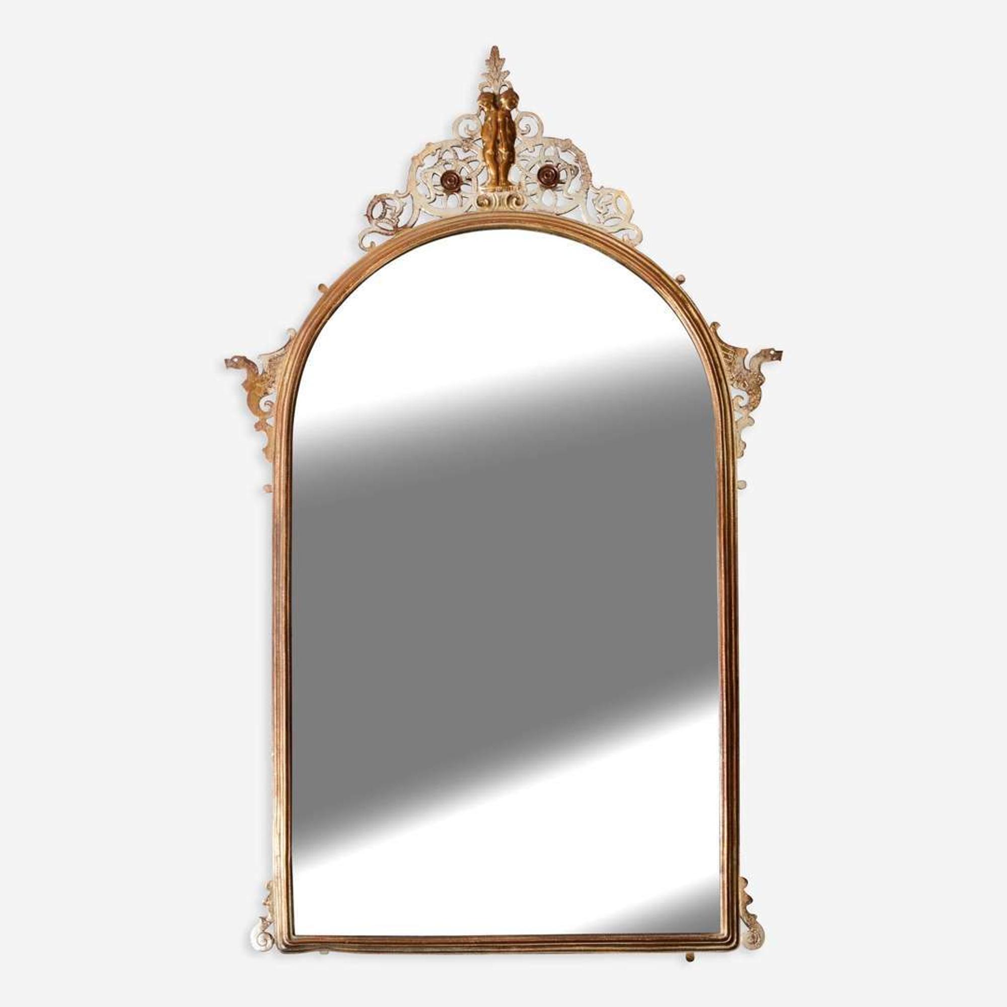 An American Art Deco Silvered and Brass Mirror Oscar Bach, circa 1920-30