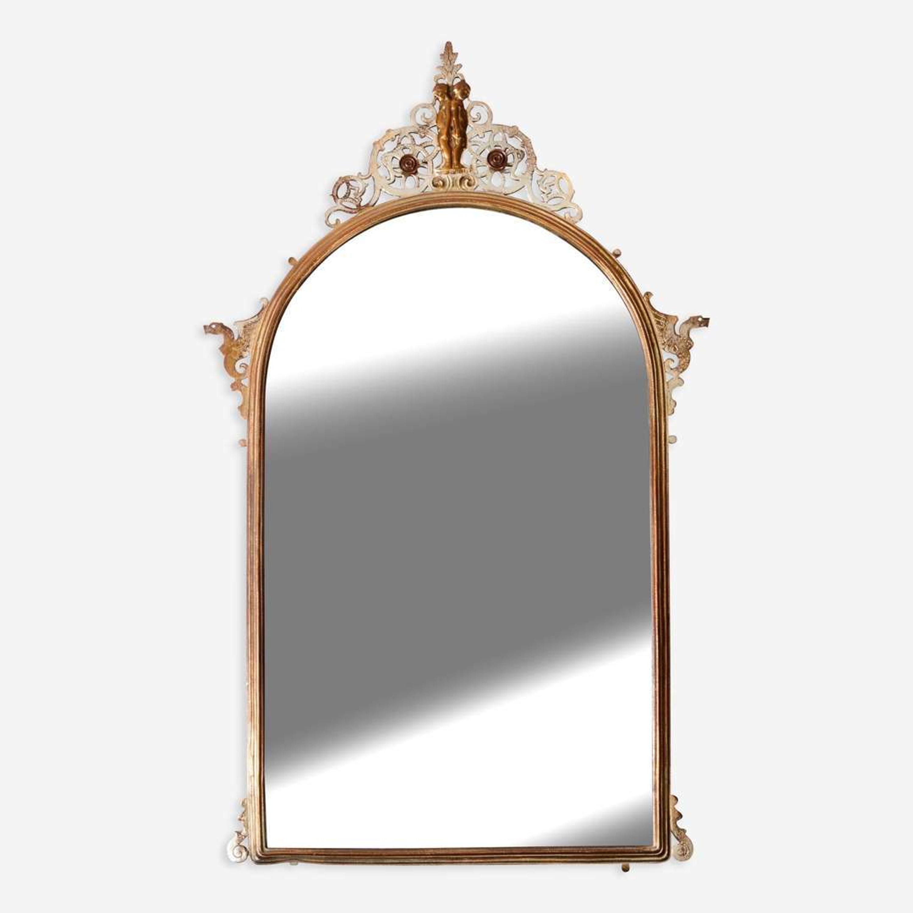 An American Art Deco Silvered and Brass Mirror Oscar Bach, circa 1920-30