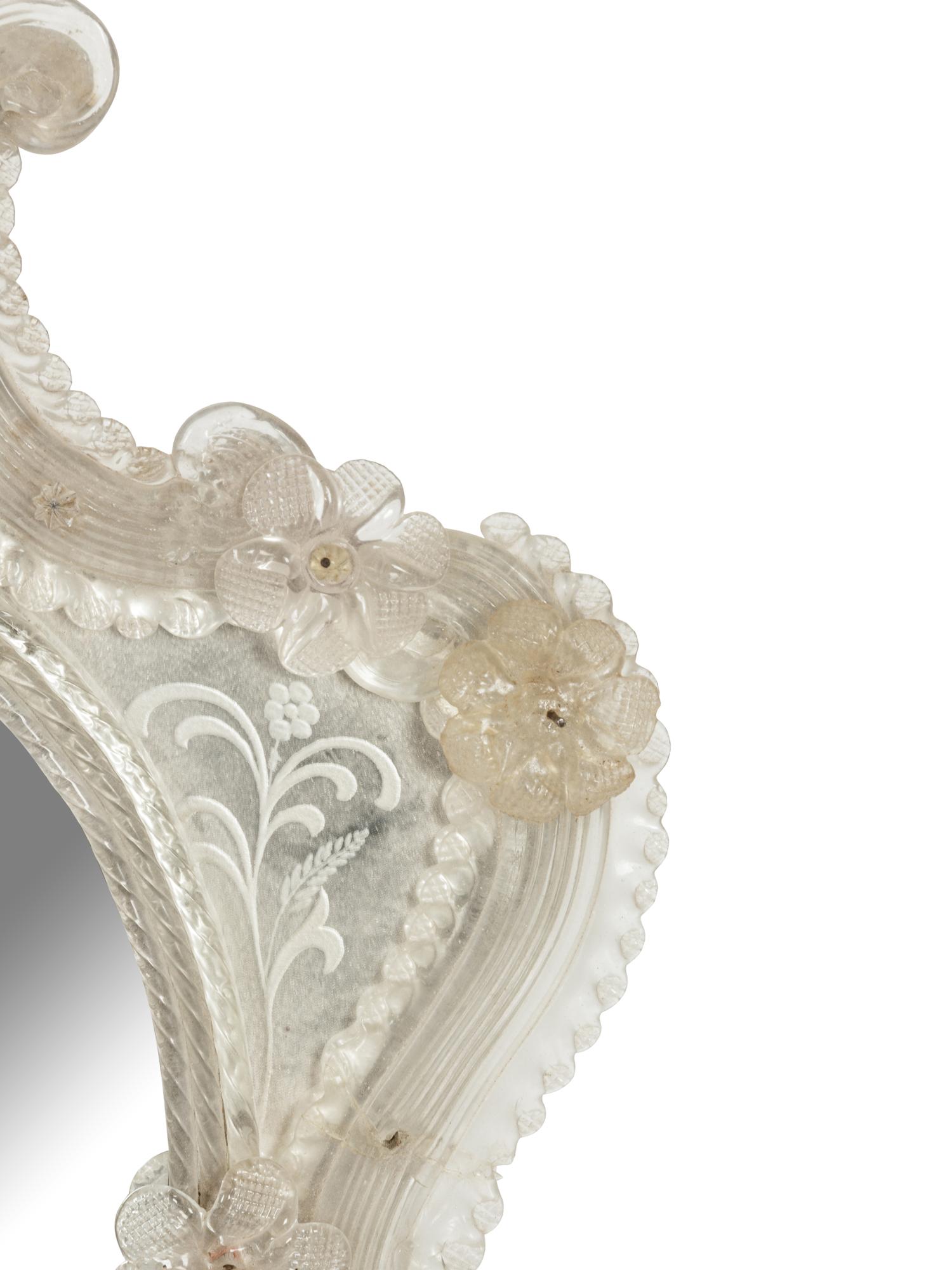 A Venetian Etched Glass Mirror