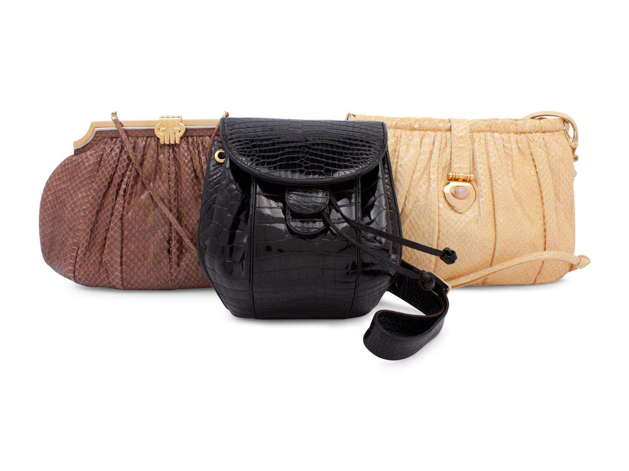 Six Designer Bags: Two Gucci, One Colombetti, Three Judith Leiber, 1990-2010s