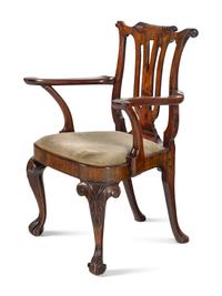 A Rare Anglo-Colonial Carved Padouk Armchair
