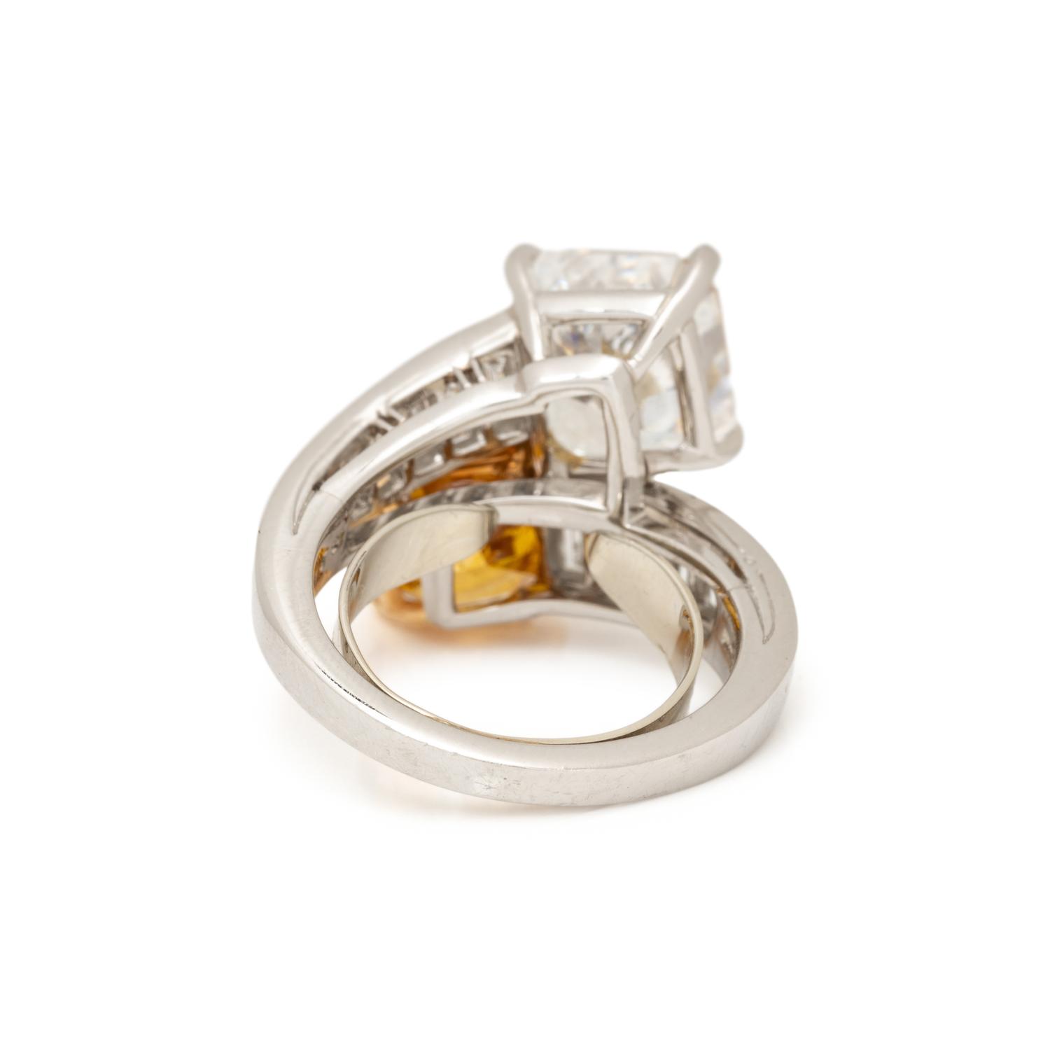 OSCAR HEYMAN, FANCY DEEP ORANGE-YELLOW DIAMOND AND DIAMOND RING