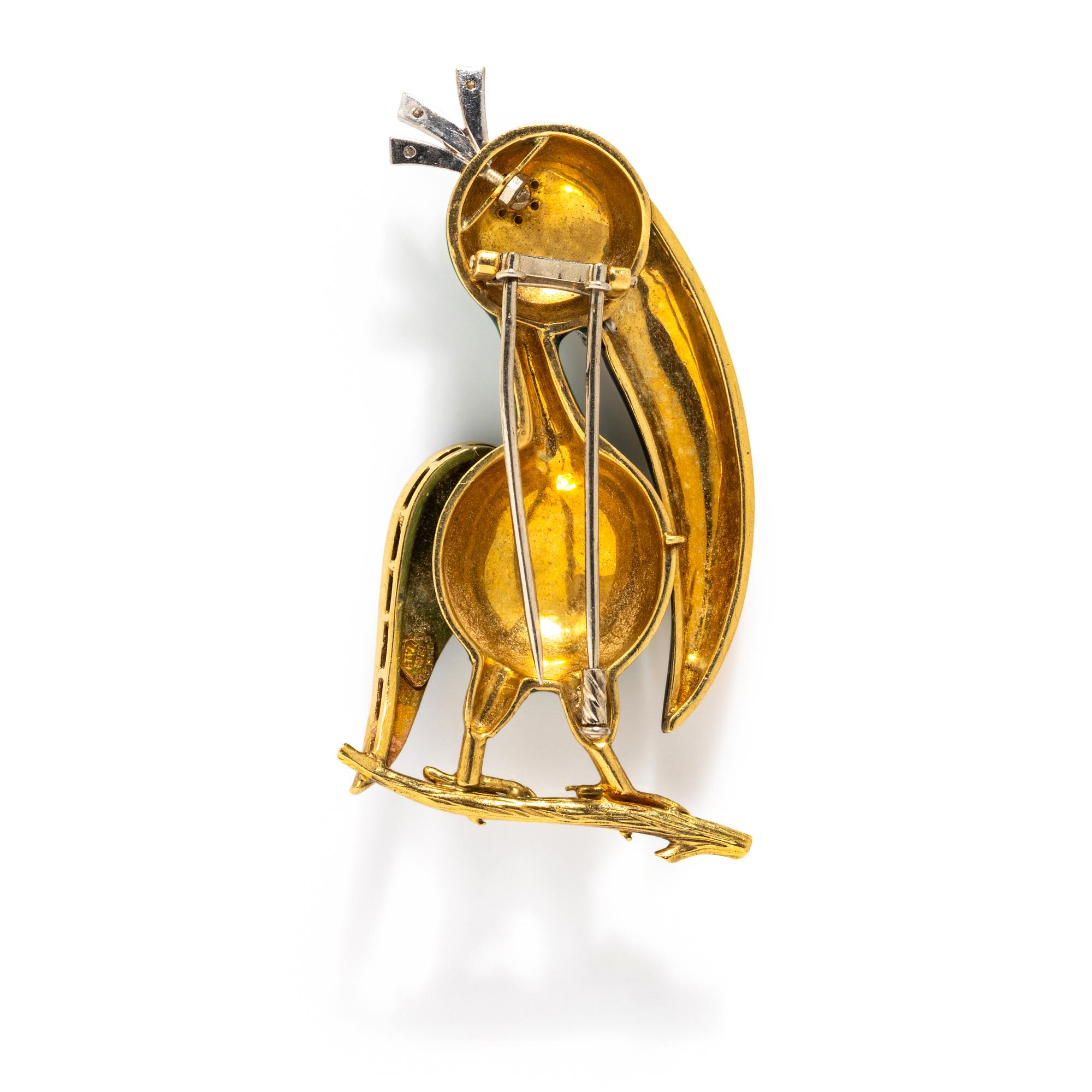 CORLETTO, ENAMEL AND GEMSTONE BIRD BROOCH