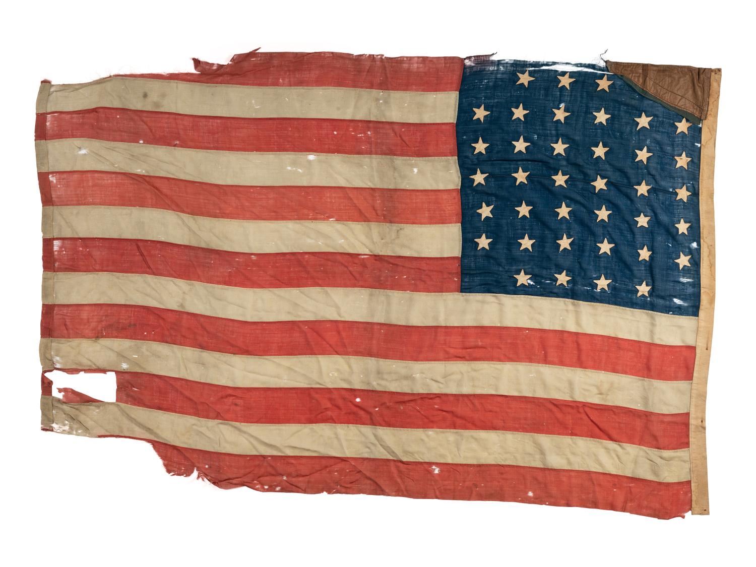 [CIVIL WAR]. 37-star American flag with provenance from the family of Civil War soldier Samuel Clary. [Ca 1867-1877].