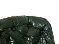 A Green Leather Button Tufted Club Chair and Ottoman — 20th Century