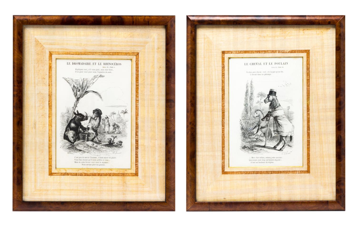 A Set of Eight French Children's Book Illustrations, , depicting various nursery tales.