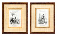 A Set of Eight French Children's Book Illustrations, , depicting various nursery tales.