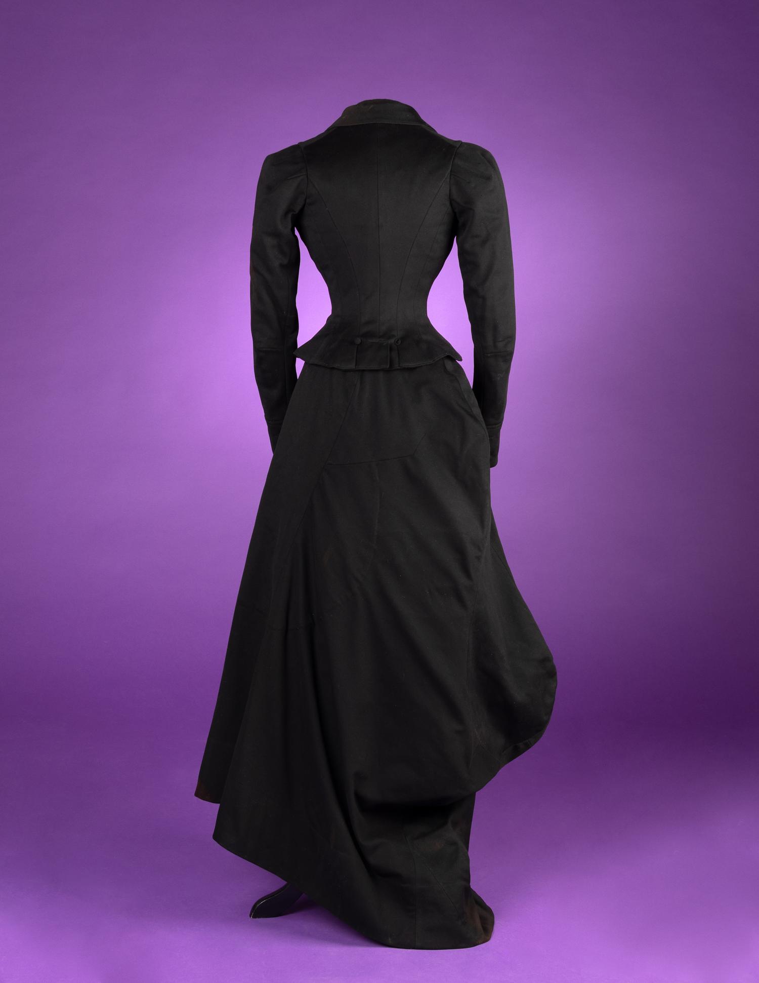 Collection of Four 19th Century Black Wool Riding Clothes, 1880-1890