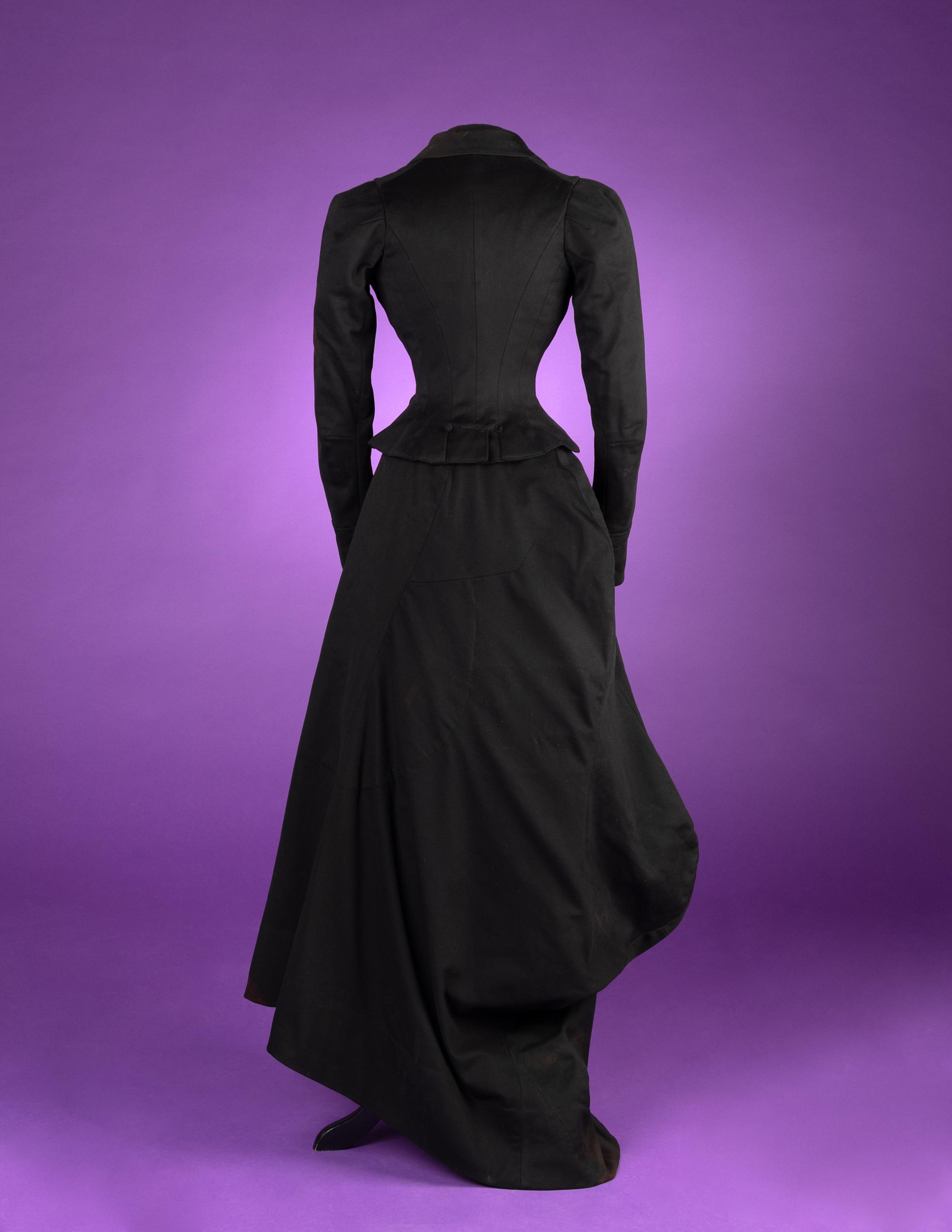 Collection of Four 19th Century Black Wool Riding Clothes, 1880-1890