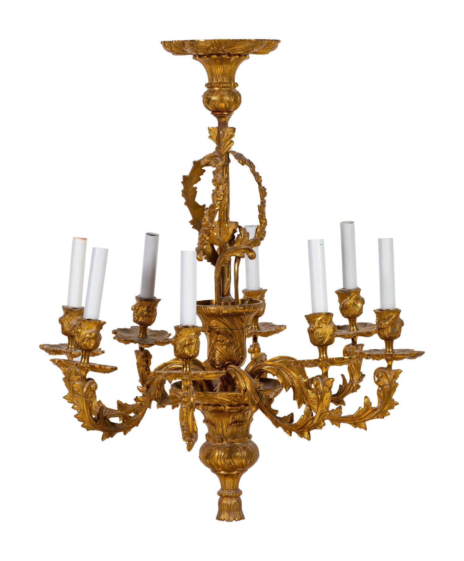 A Gilt Bronze Eight-Light Chandelier