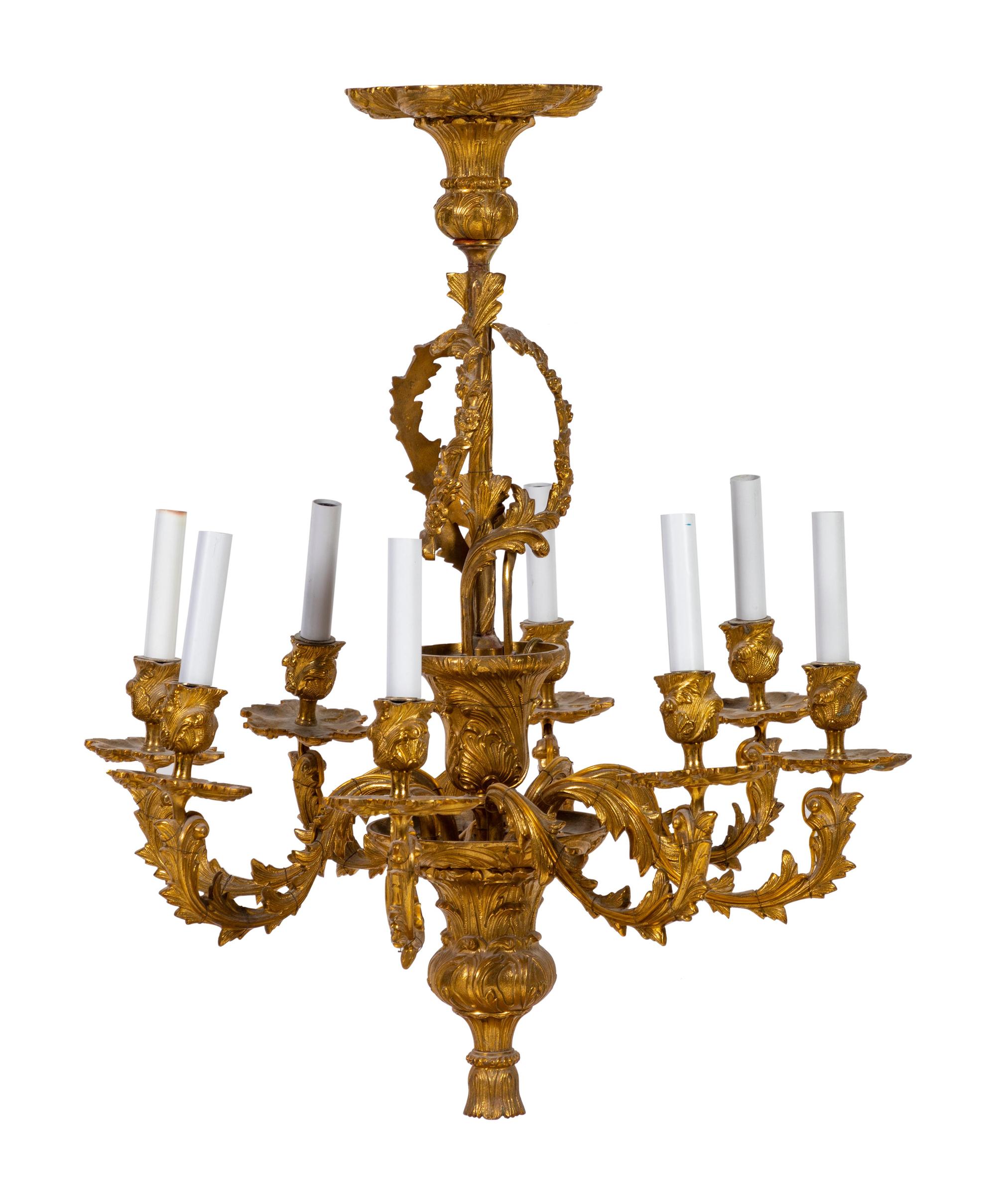 A Gilt Bronze Eight-Light Chandelier
