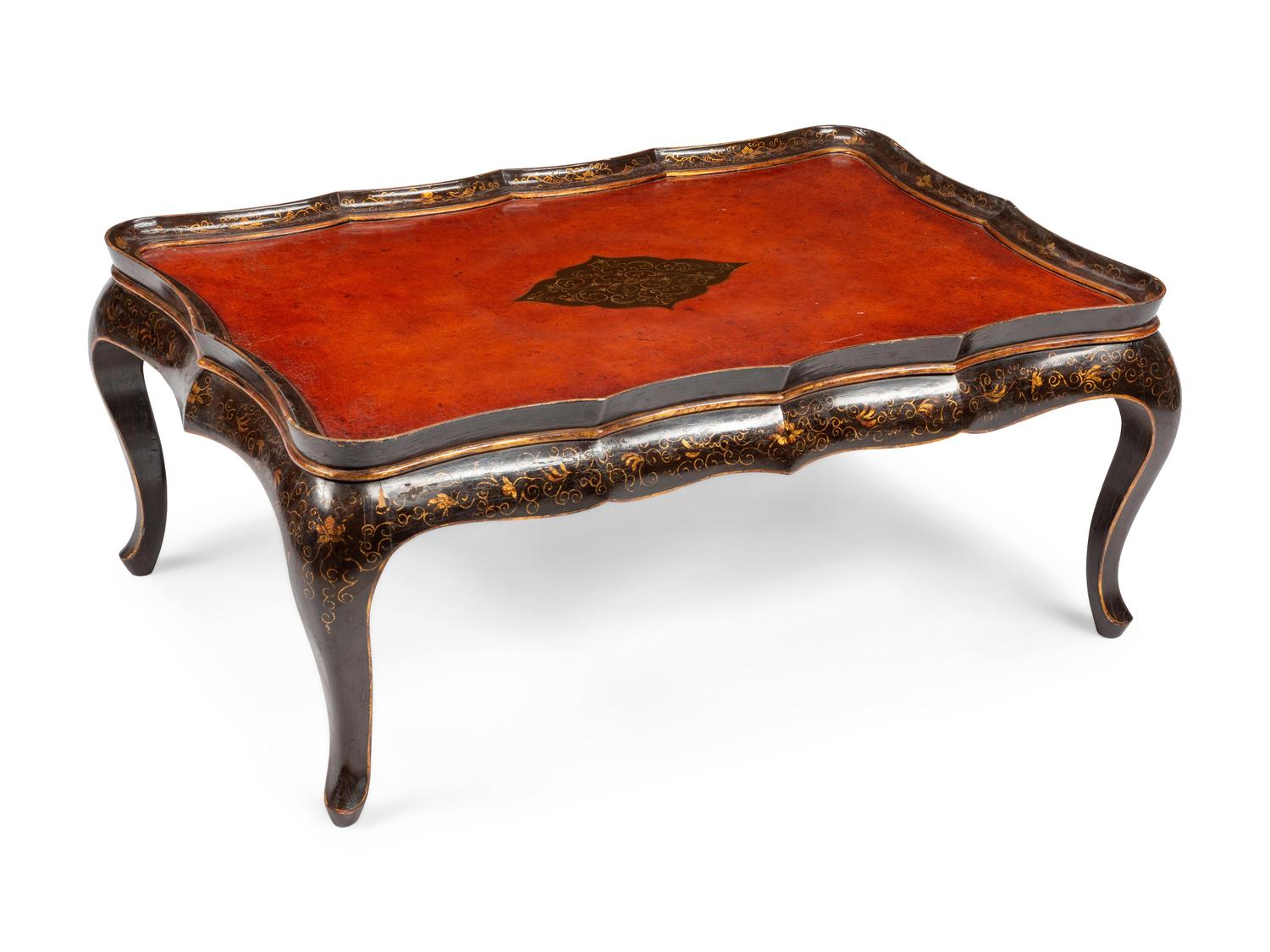 A Lacquered Chinoiserie Decorated Low Table