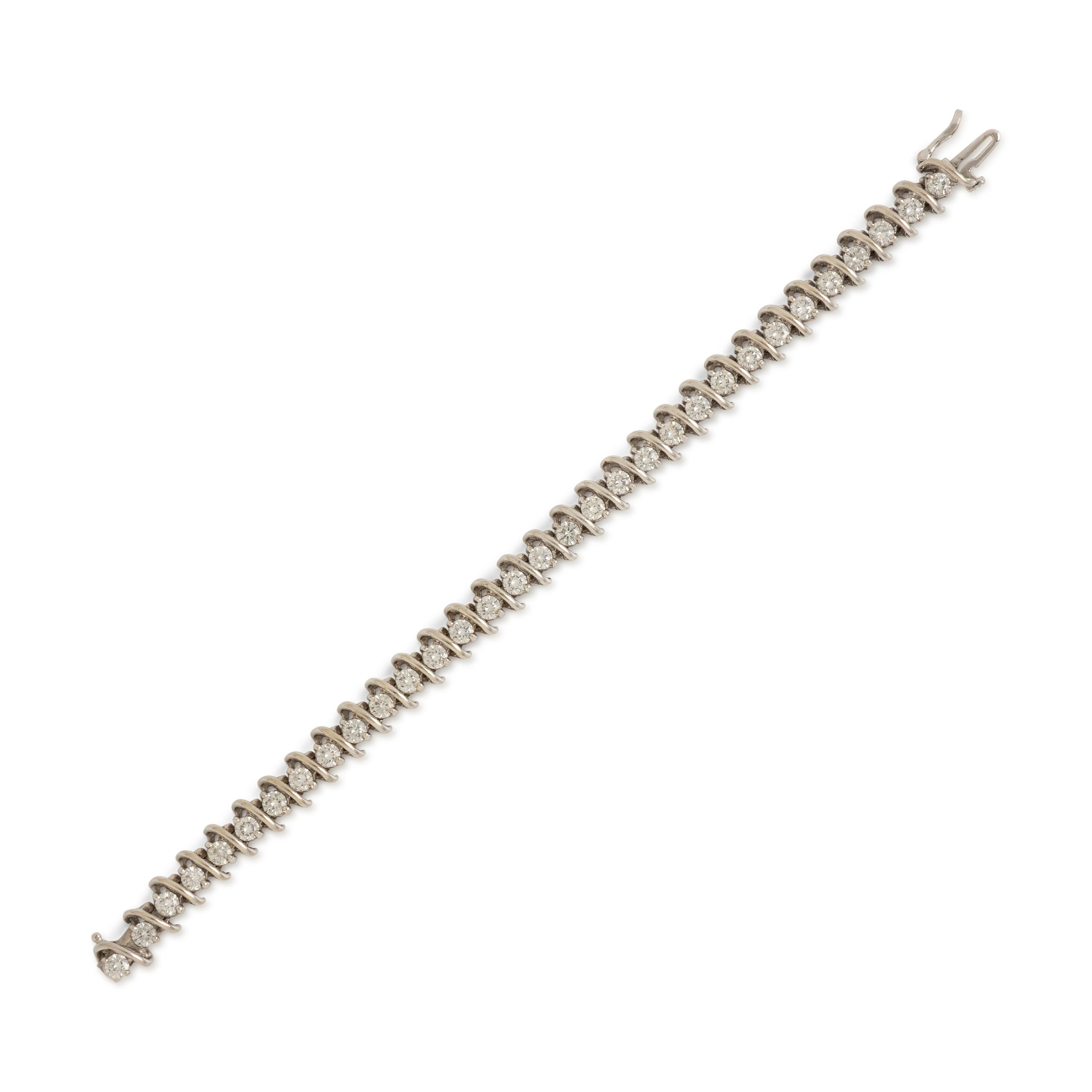 Diamond and White Gold Line Bracelet