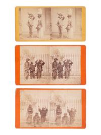 [EARLY PHOTOGRAPHY] 3 occupational stereoviews of African American children, incl. "chimney sweeps."