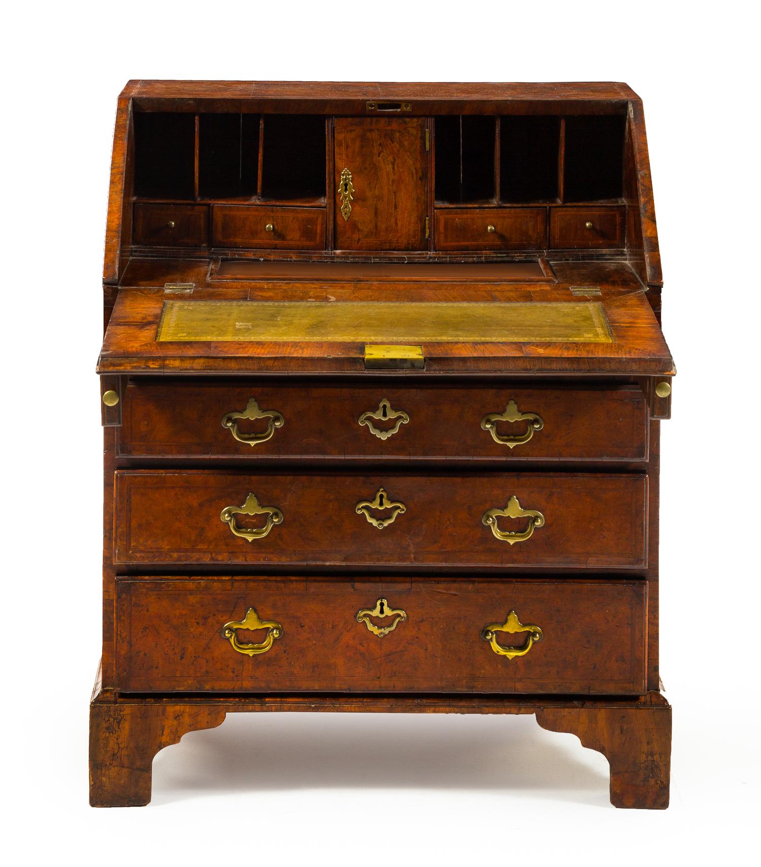 A George III Style Walnut Slant Front Desk Height 37 x width 30 x depth 18 3/8 inches. — 19TH CENTURY
