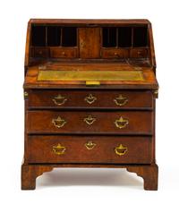 A George III Style Walnut Slant Front Desk Height 37 x width 30 x depth 18 3/8 inches. — 19TH CENTURY