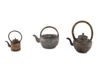 Three Mixed Metal Teapots