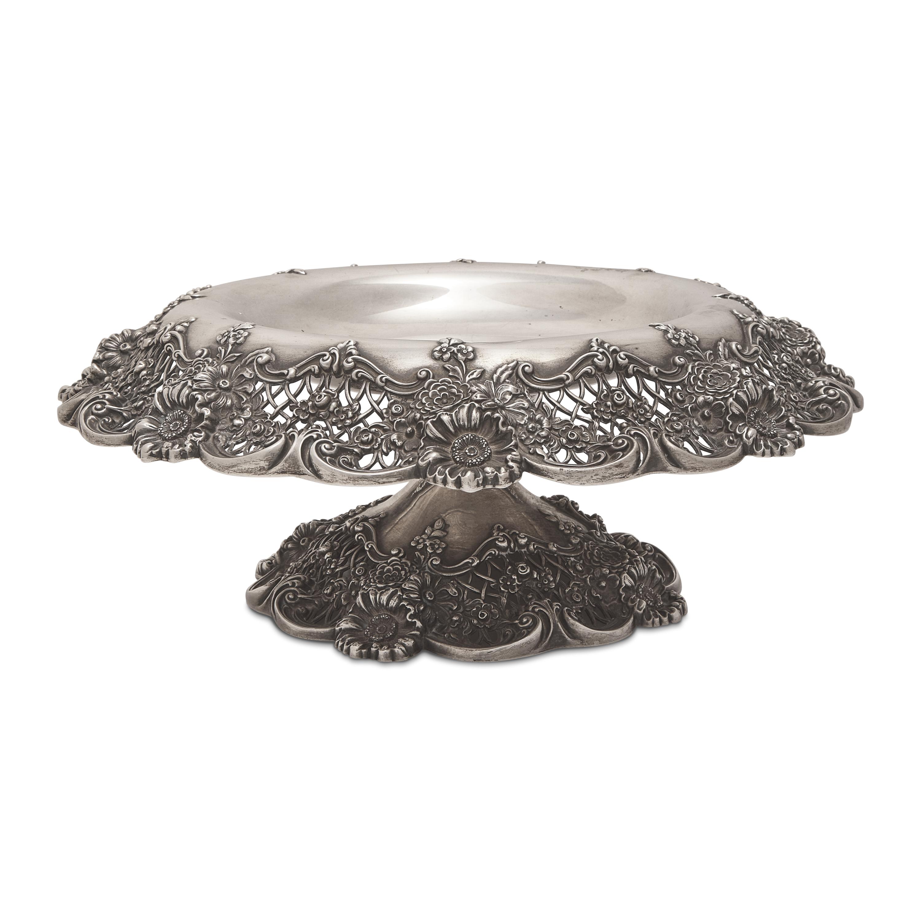 An American Pierced Sterling Silver Cake Stand
