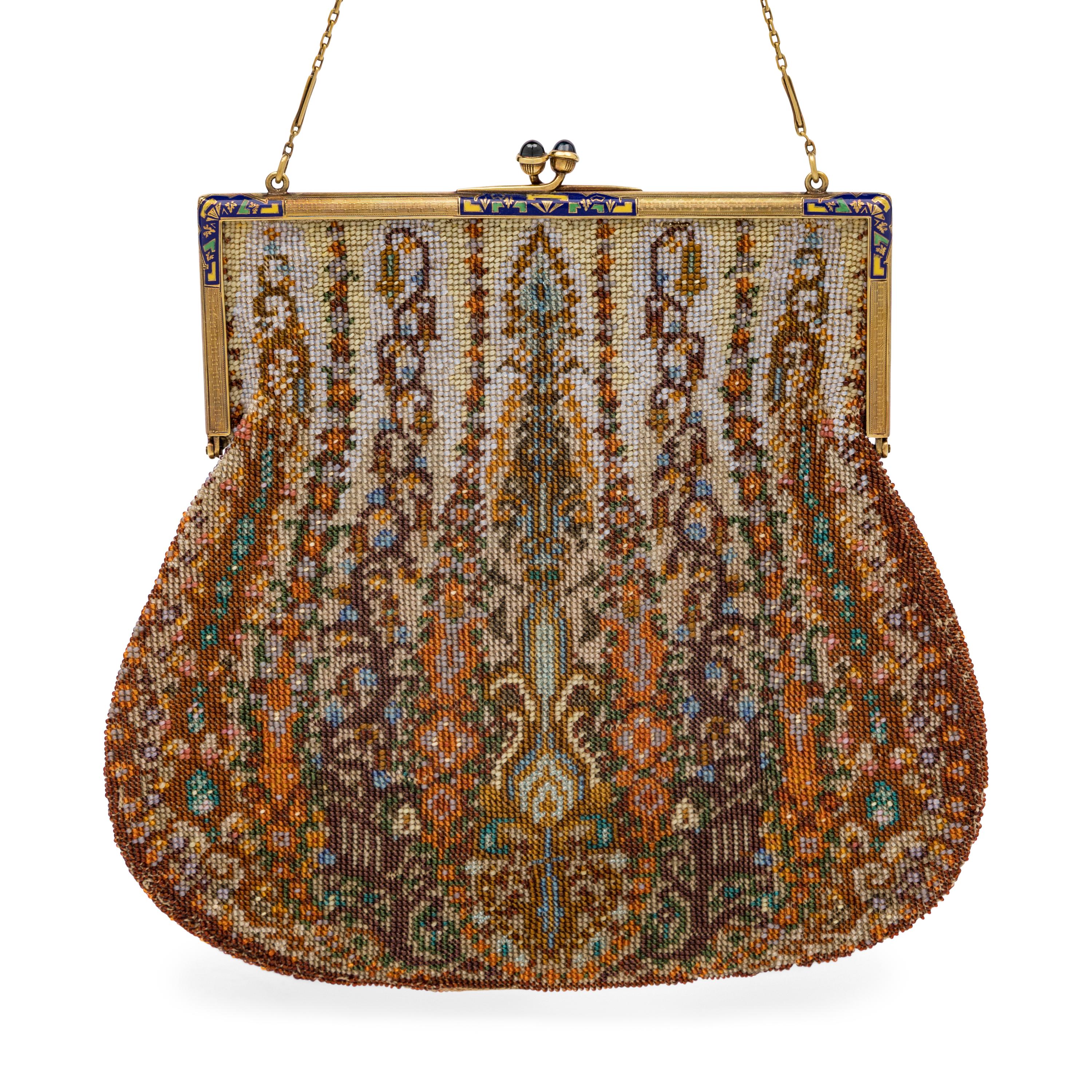Tiffany & Co., 14k Gold & Beadwork Purse, c. 1920's