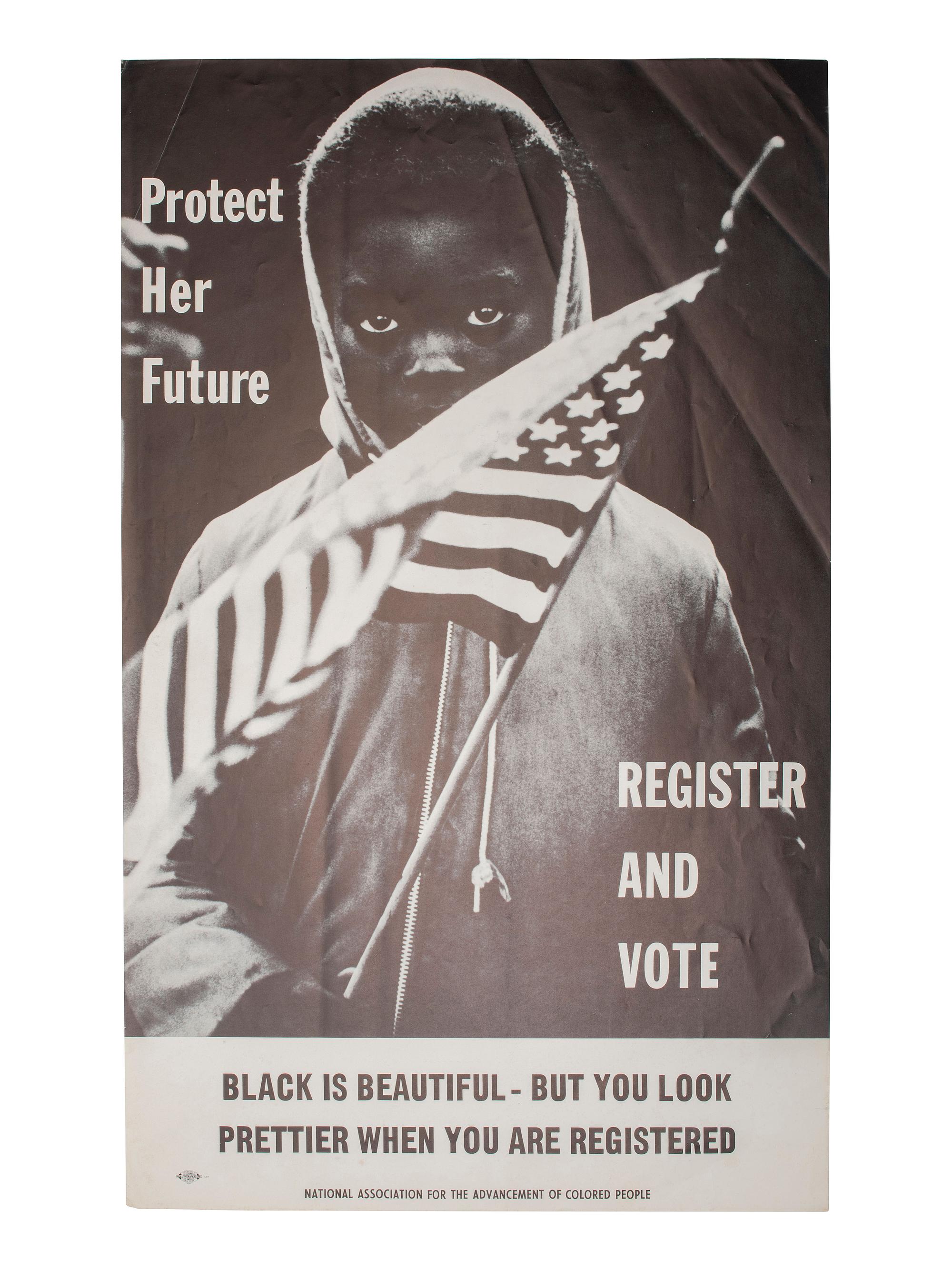 [AFRICAN AMERICANA - CIVIL RIGHTS]. A group of 2 posters issued by the NAACP encouraging voter registration. Ca 1960s.