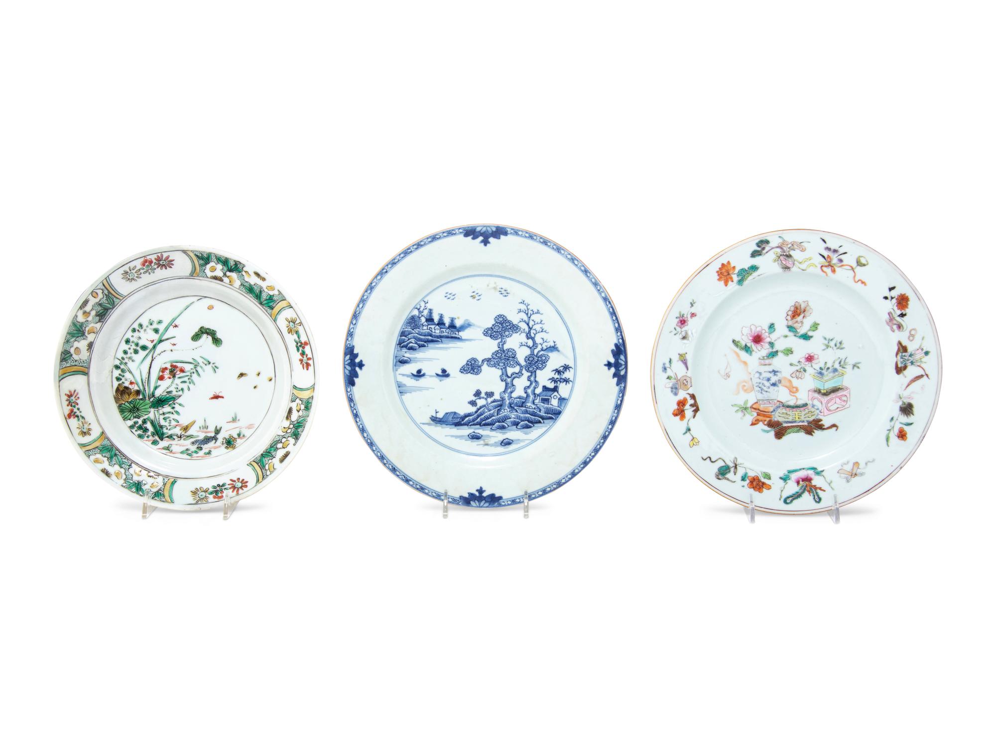Three Chinese Export Porcelain Plates