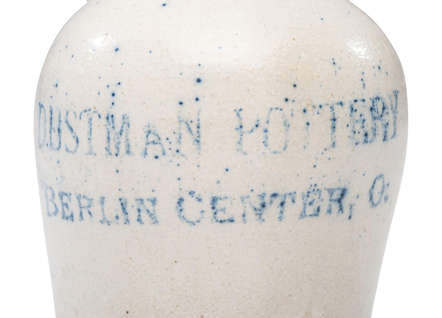 Two Dustman Pottery Stenciled Harvest or Field Jugs