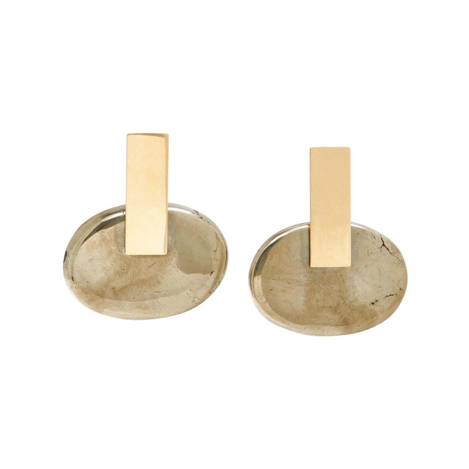 KATHLEEN WHITAKER, YELLOW GOLD AND PYRITE EARRINGS