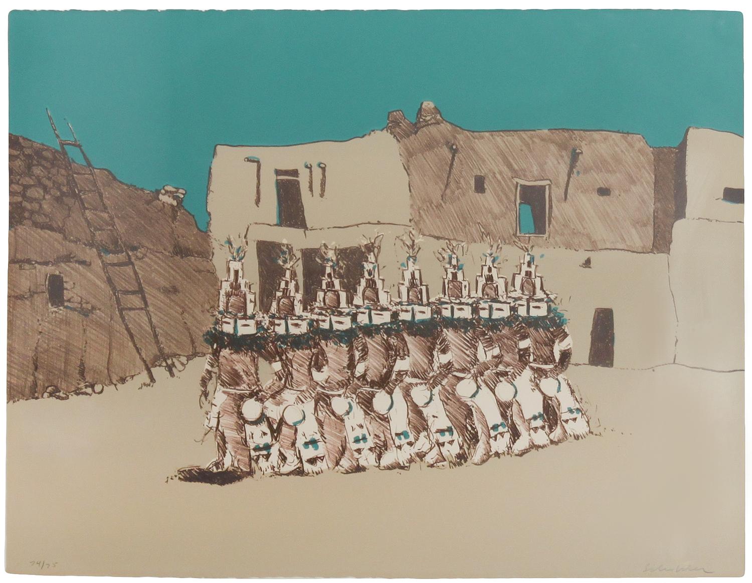 Fritz Scholder, (American, 1937-2005), Kachina Dancers
