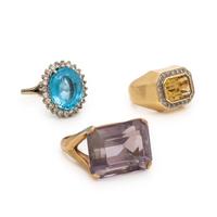 Collection of Three Multigem and Gold Rings