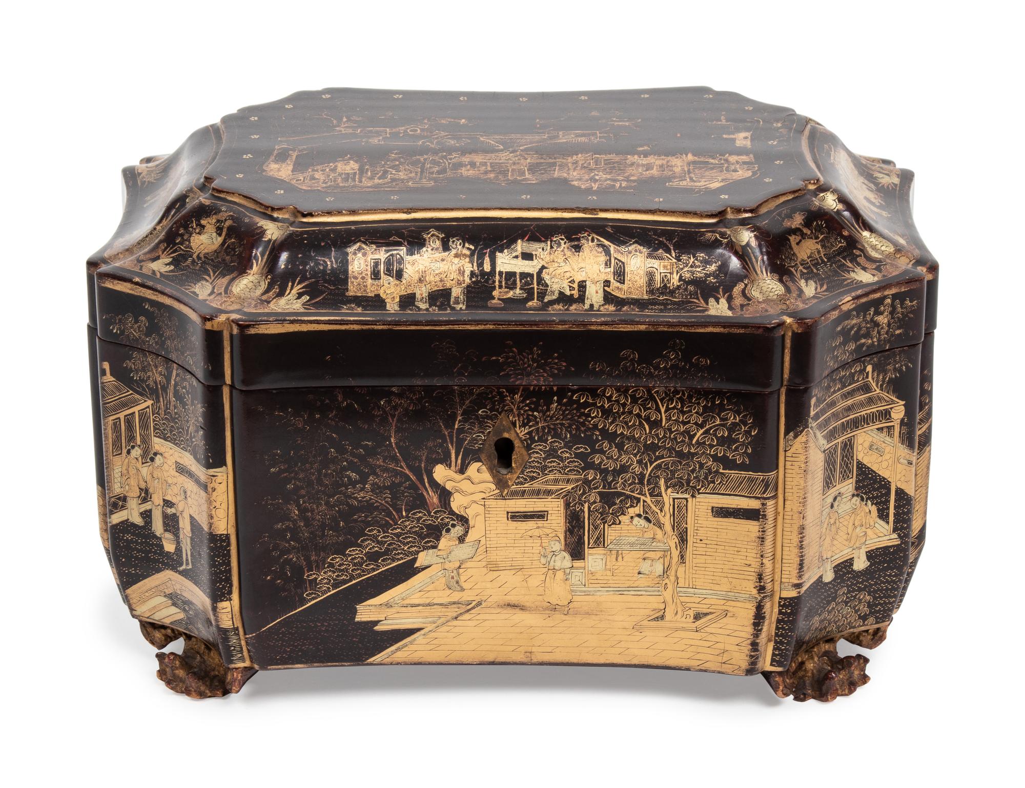 A Chinese Export Lacquer Tea Caddy — 19TH CENTURY