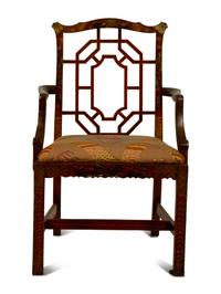 A Chinese Chippendale Style Painted Armchair — 19TH CENTURY