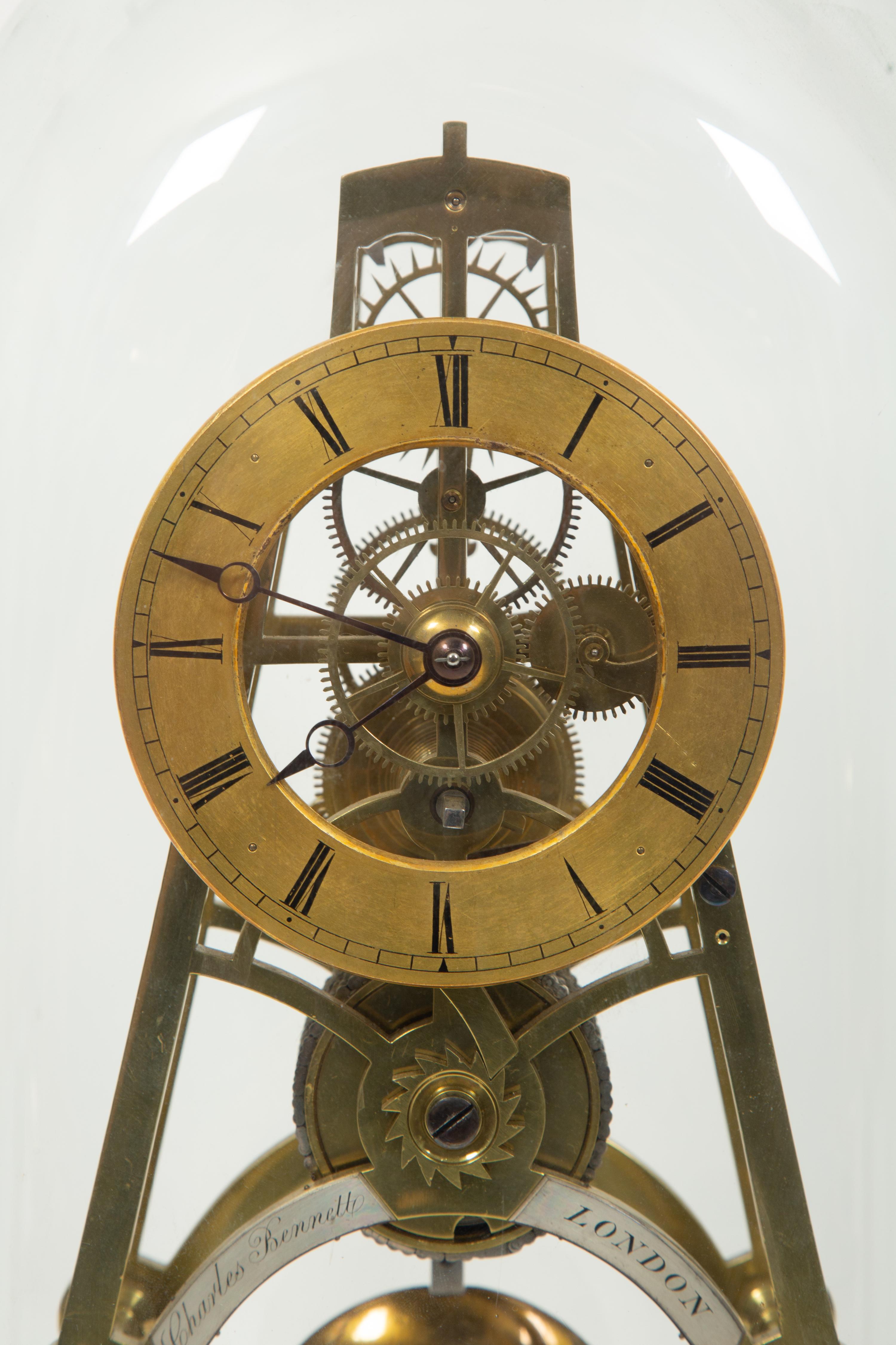 An English Gilt Bronze Skeleton Clock