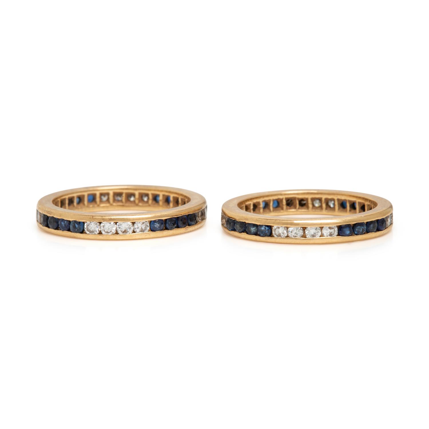 Pair of Sapphire and Diamond Eternity Bands