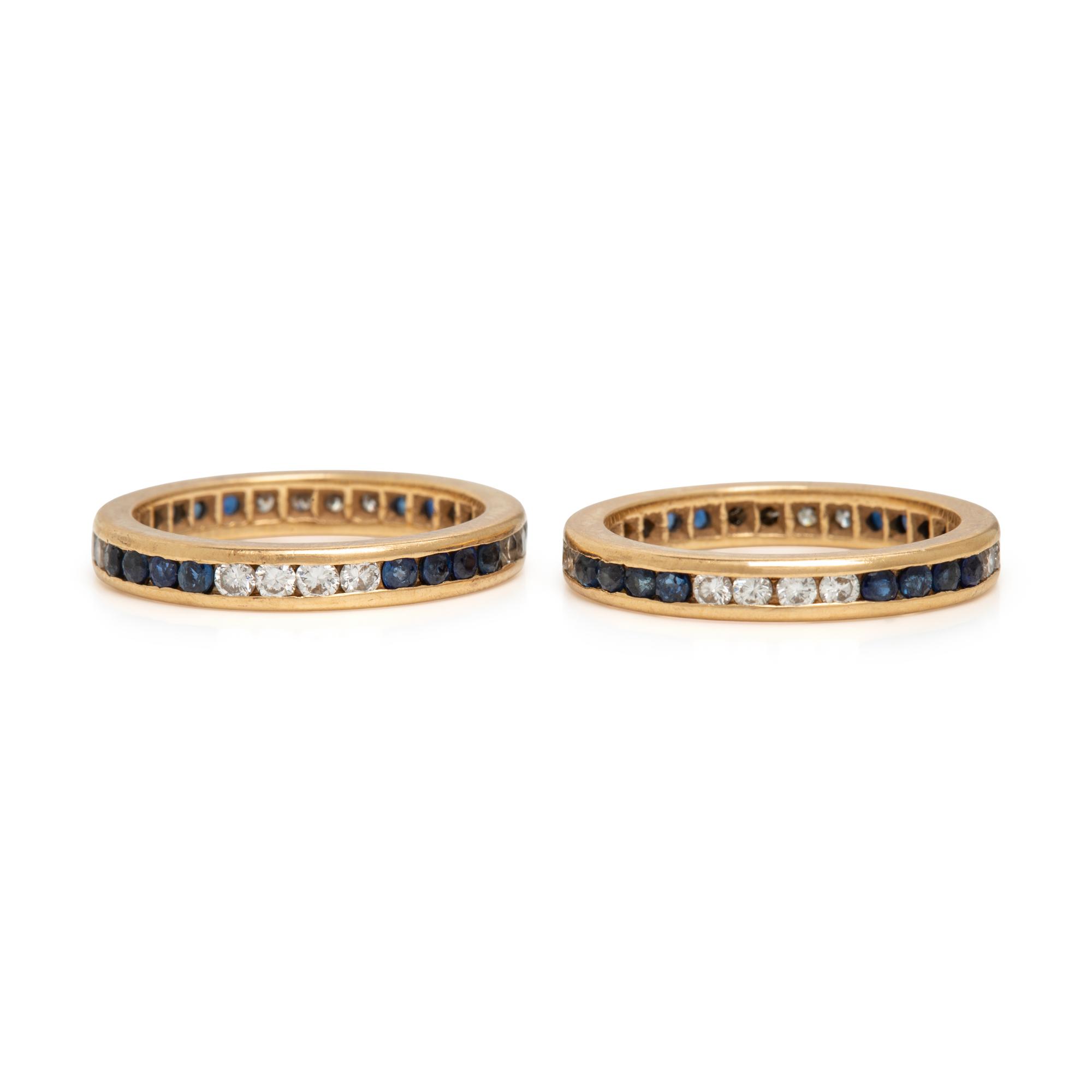 Pair of Sapphire and Diamond Eternity Bands