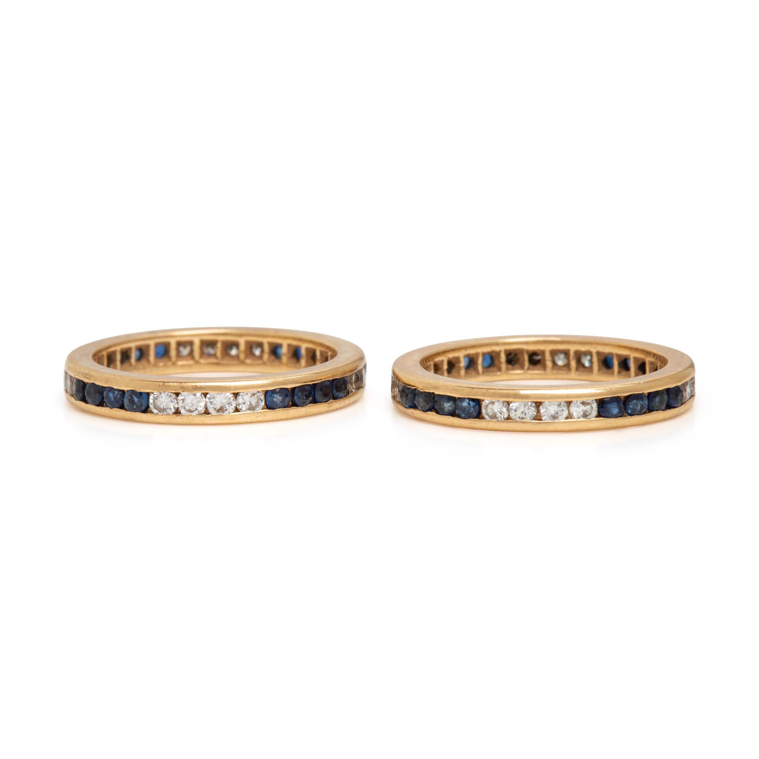 Pair of Sapphire and Diamond Eternity Bands