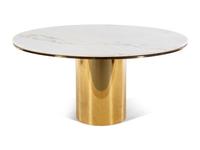 A Brueton Polished Bronze Marble-Top Anello Dining Table