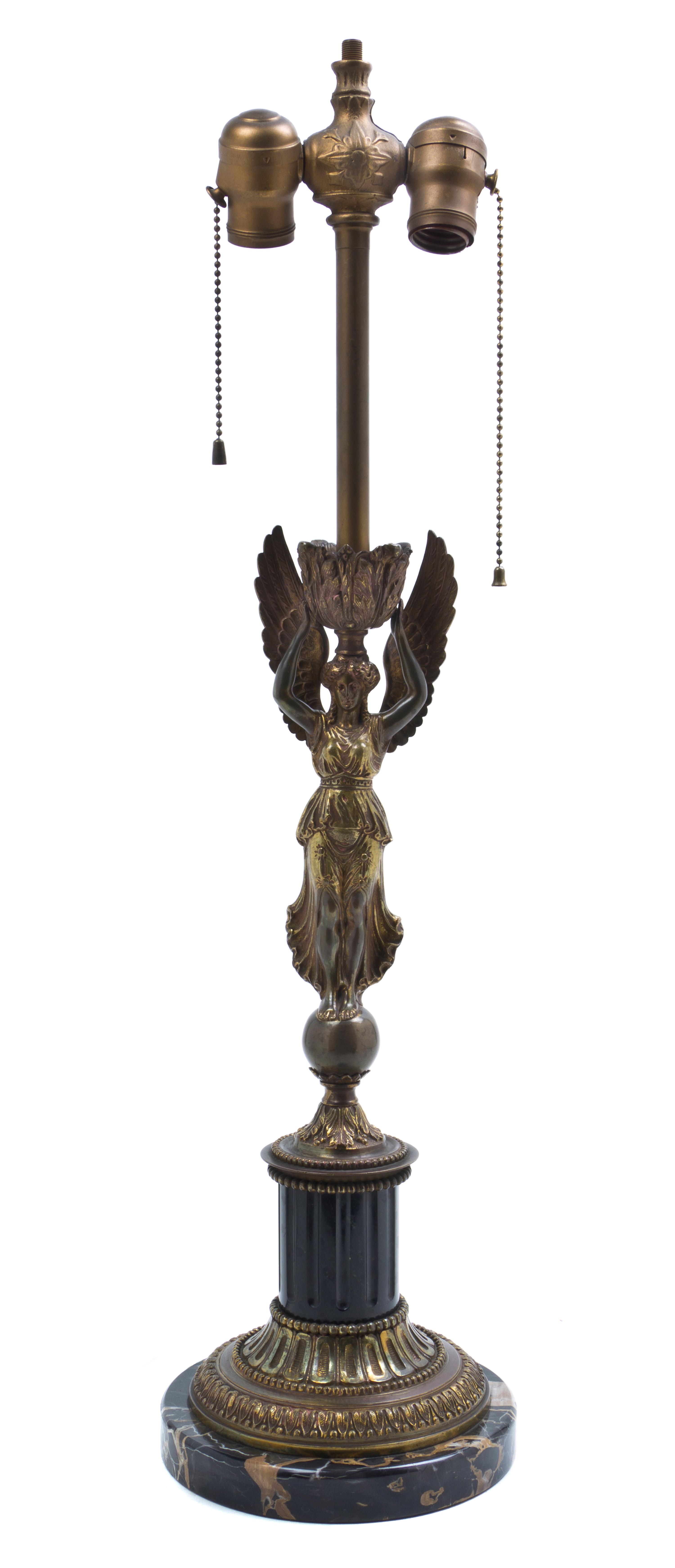 A Neoclassical Bronze Candelabra Base, Height overall 30 1/2 inches.
