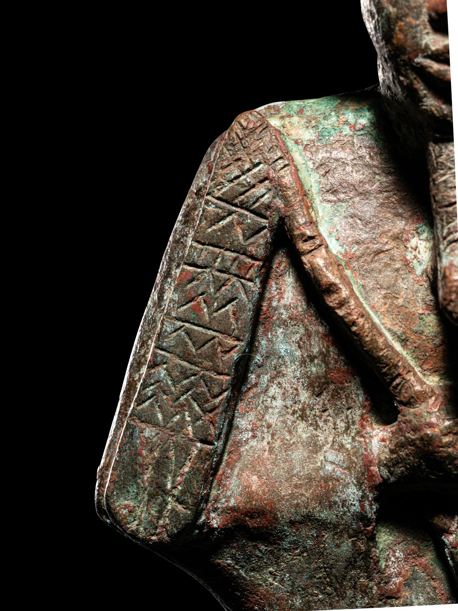 A Large Egyptian Bronze Osiris with Inlaid Eyes