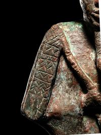 A Large Egyptian Bronze Osiris with Inlaid Eyes