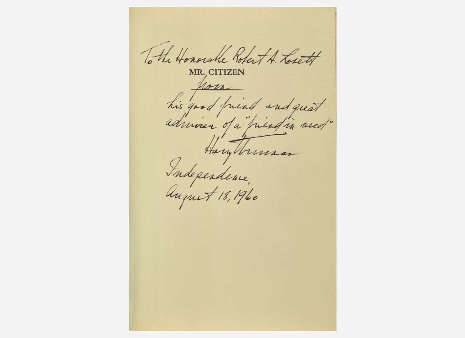 [Presidential] Truman, Harry S.: Mr. Citizen