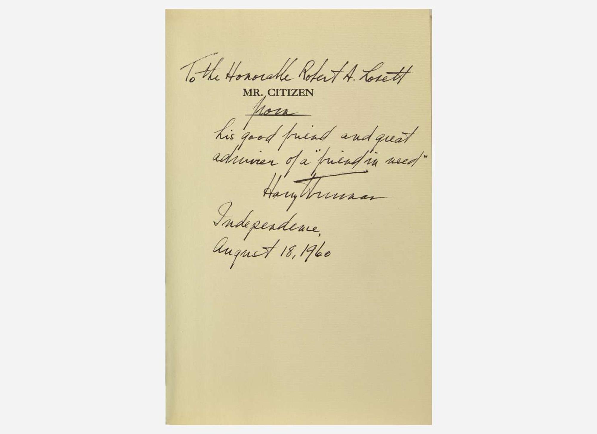 [Presidential] Truman, Harry S.: Mr. Citizen