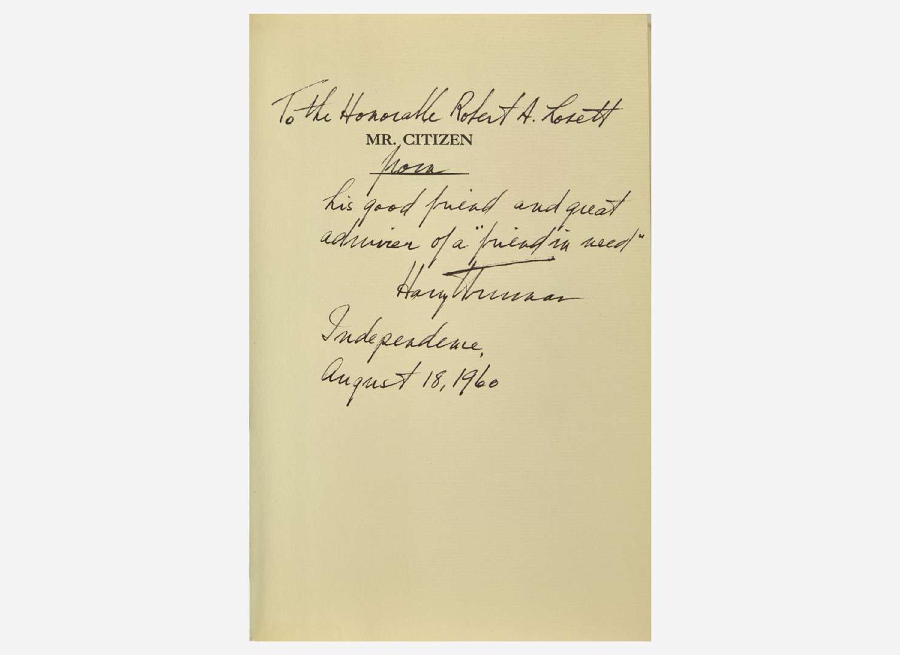 [Presidential] Truman, Harry S.: Mr. Citizen