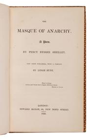 SHELLEY, Percy Bysshe (1792-1822). The Masque of Anarchy . Leigh Hunt, preface. London: Edward Moxon, 1832.