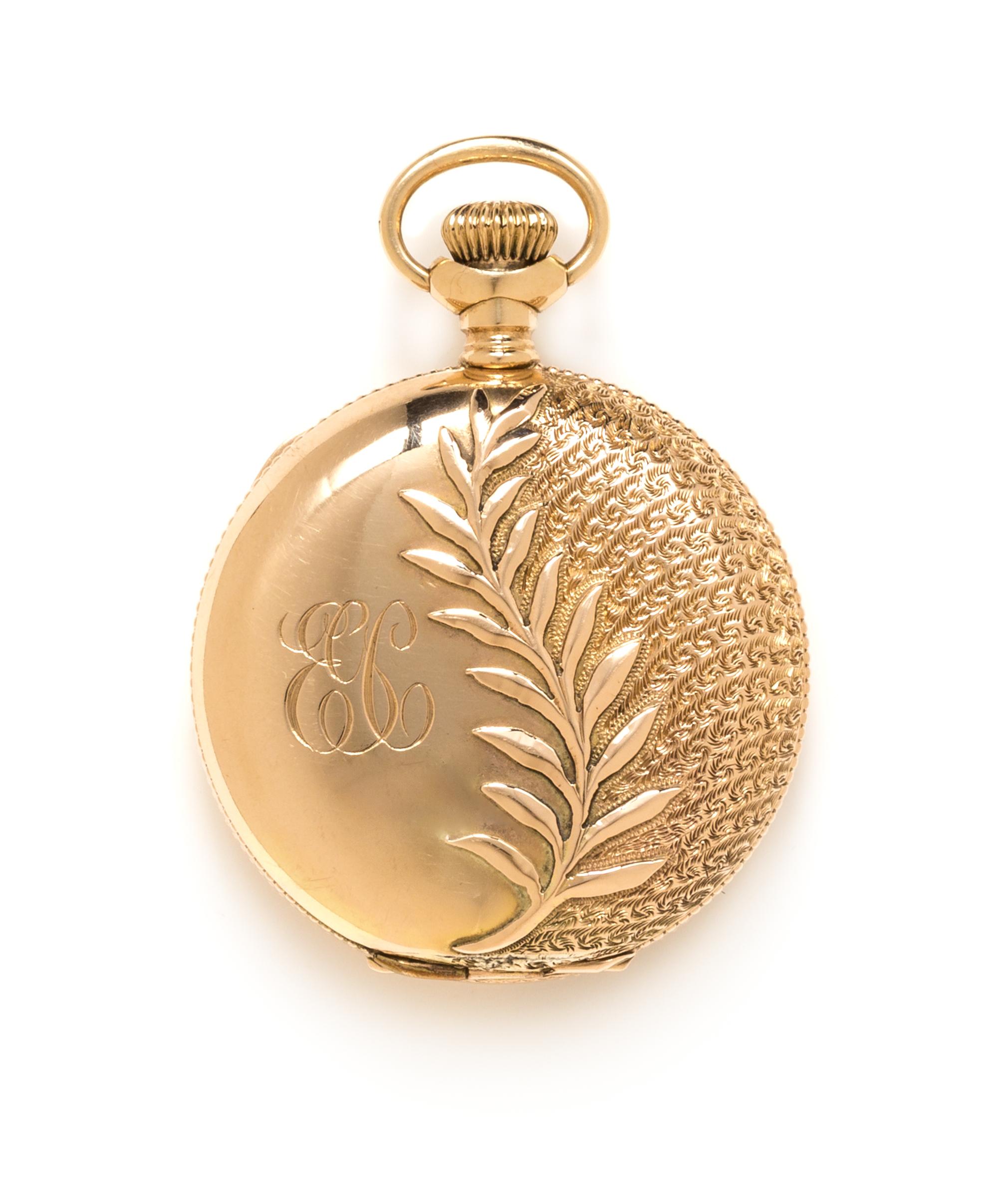 A 14 Karat Yellow Gold Hunter Case Pocket Watch, Waltham for Traub Bros. & Co., Circa 1900, 24.10 dwts.