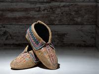 Haudenosaunee Beaded and Quilled Hide Moccasins